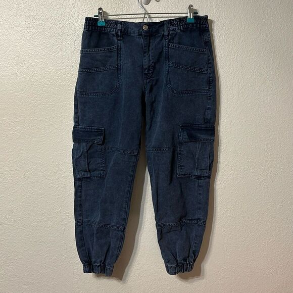 Free People Denim Cargo Joggers Small - Picture 1 of 6